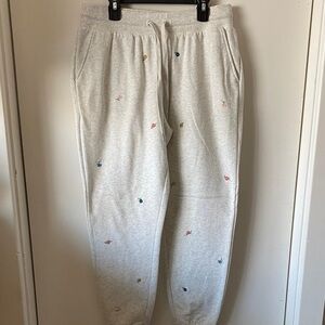 Old Navy Soft Grey Joggers with Embroidered flowers